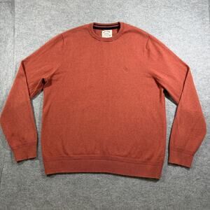 Fat Face Crewneck Sweater Mens L Rust Orange Cotton Wool Blend Embroidered Logo